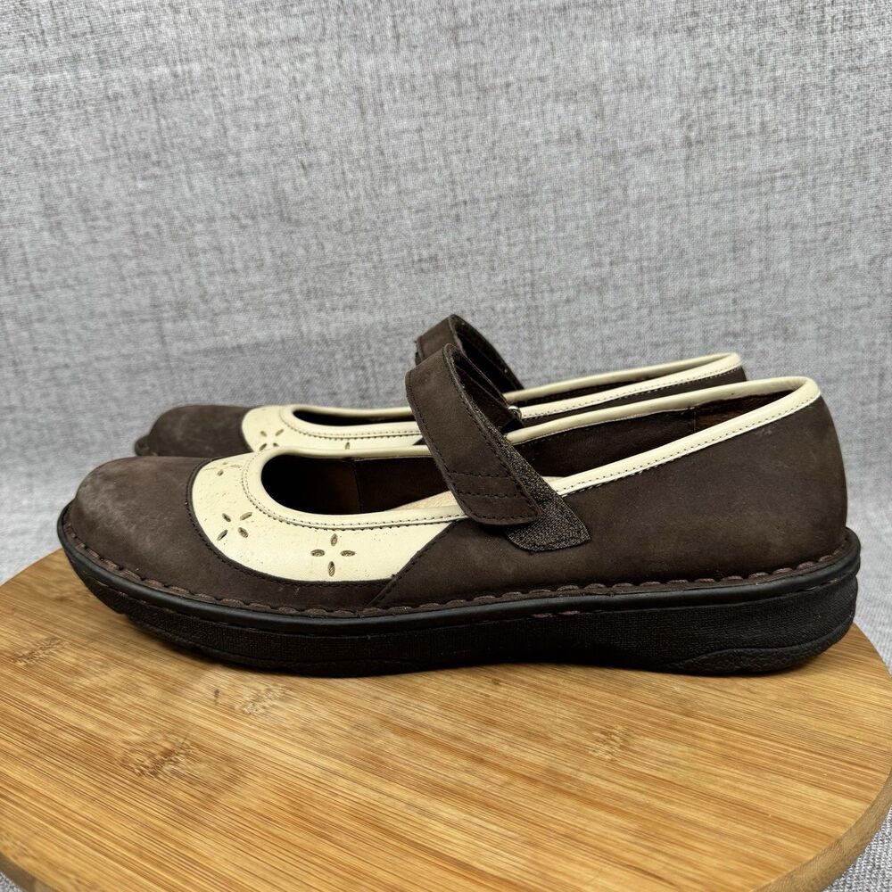 Drew Mary Jane Shoes Women's 11 M Brtan Slip On Leather Adjustable - Picture 2 of 9
